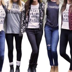 ABERCROMBIE & FITCH Stand Strong Graphic Print Tee With Cap Sleeves Grey Small